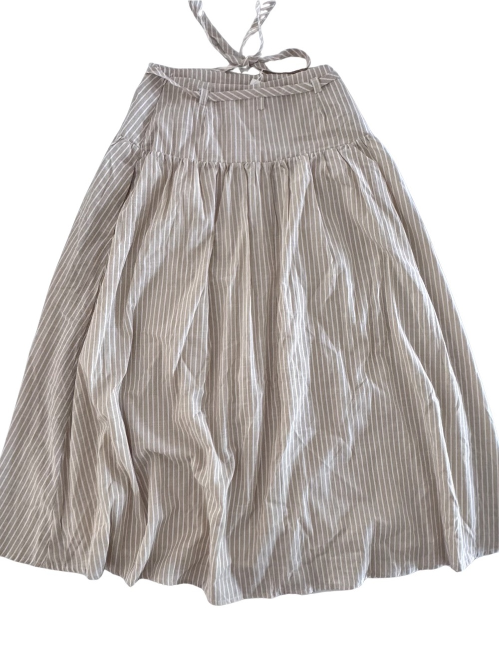 Moon River Maxi Skirt Womens M NWT Beige White Stripe Belted Coastal A-Line - Picture 3 of 10